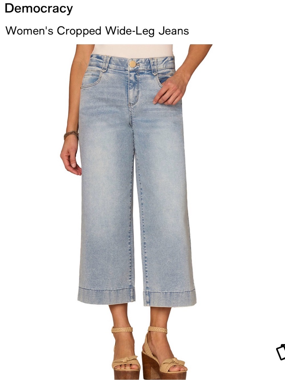 Democracy Light Blue Absolutions HR Cropped Wide-Leg Jeans (like new, 14)